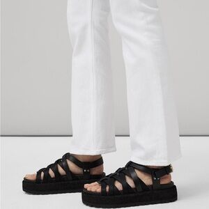 Rag & Bone Park Platform Fisherman Sandals in Black Leather - NWT